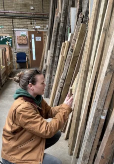 George collecting reclaimed wood